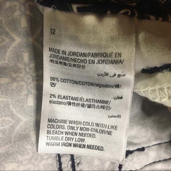 Charter Club Bristol Paisley Blue White High Rise Skinny Leg Ankle Jeans 12 - Picture 4 of 13